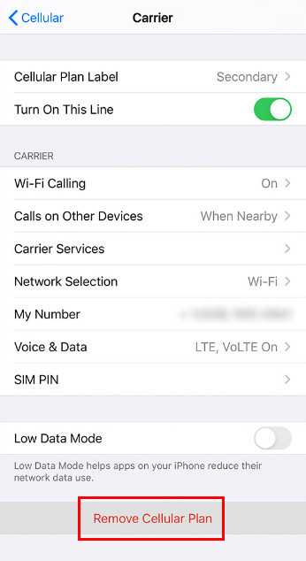 How can I remove an eSIM from my iOS device? 